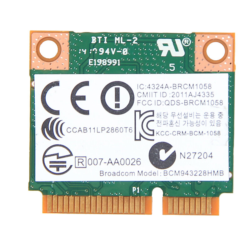 ثنائي النطاق 300Mbps BCM943228HMB ل Bluetooth4.0 802.11a/b/g/n واي فاي بطاقة لاسلكية نصف صغيرة PCI-E دفتر Wlan 2.4G/5Ghz محول