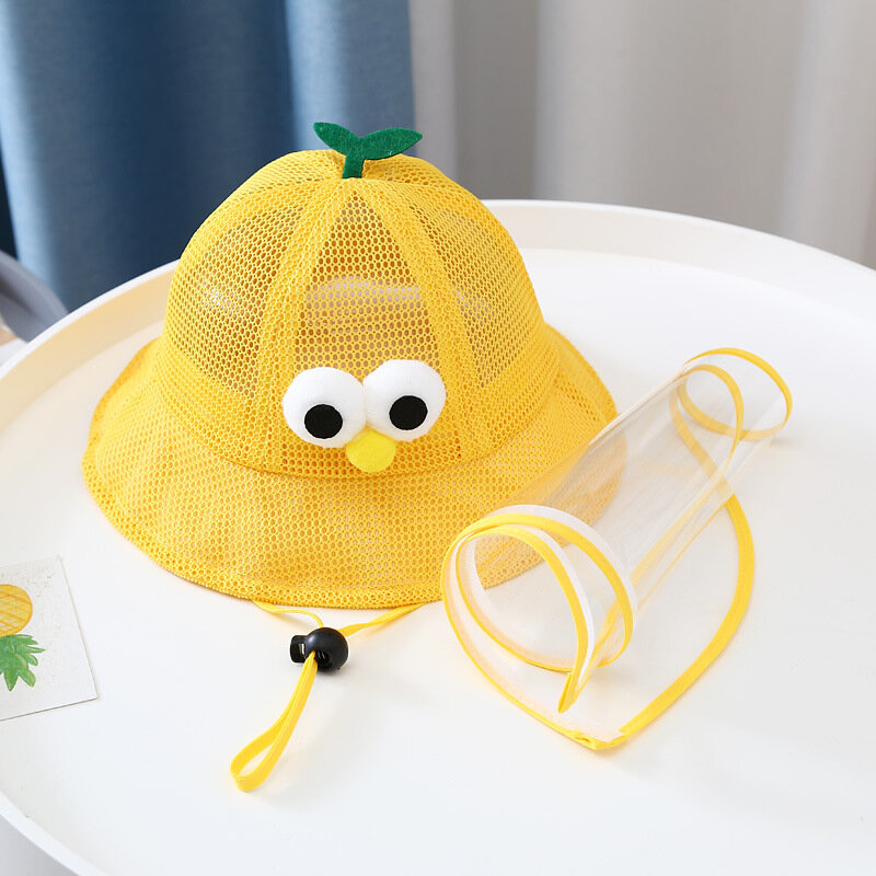 لطيف الاطفال الطفل قبعة بحافة قبعة واقية كامل الوجه درع غطاء انفصال مكافحة اللعاب الغبار الصيف شبكة تنفس قبعات للحماية من الشمس