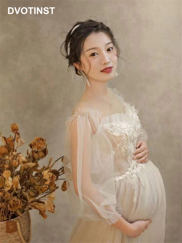 Dvotinst التصوير الدعائم ملابس للحمل للصور يطلق النار الحمل الحوامل شبكة منظور الكورية فستان استوديو صور الدعامة
