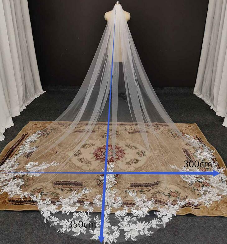 حجاب زفاف طويل عتيق مع مشط بلينغ الترتر ، الحجاب الزفاف الملكي ، اكسسوارات الزفاف ، عالية الجودة ، 3.5 متر