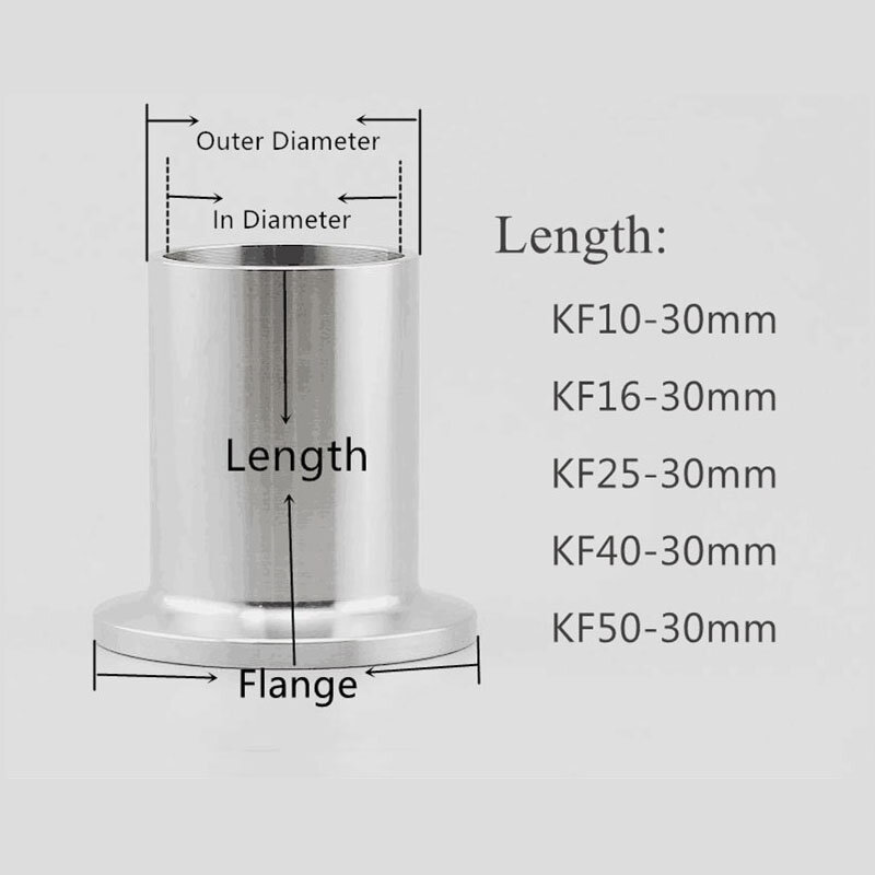 KF10 KF16 KF25 KF40 KF50 304 الفولاذ المقاوم للصدأ KF فراغ تشاك الأنابيب موصل تركيبات 50 مللي متر طول شفة فراغ التجهيزات المشتركة