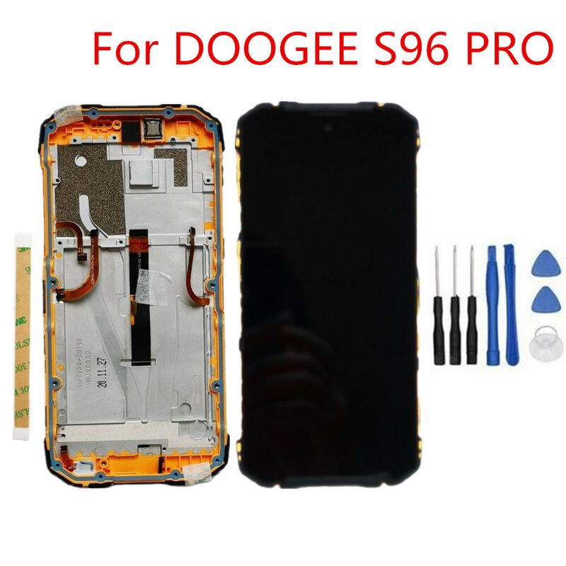 جديد الأصلي ل DOOGEE S96 برو شاشة الكريستال السائل الزجاج مع الإطار مجموعة المحولات الرقمية لشاشة تعمل بلمس 6.22 بوصة استبدال الزجاج