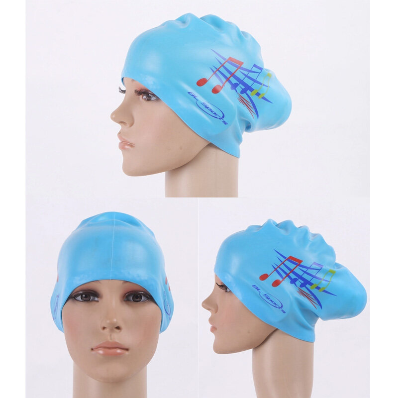قبعة السباحة سوبر كبيرة للنساء طويل الشعر الأذن حماية الفتيات مقاوم للماء حجم كبير سيليكون السباحة قبعة سيدة معدات الغوص