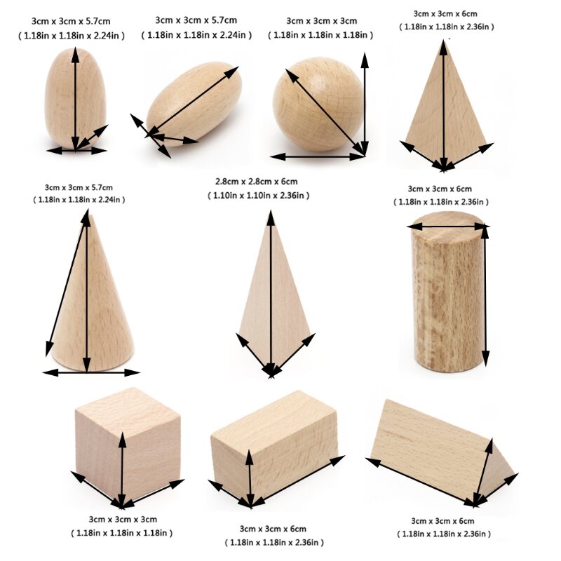 ألعاب خشبية هندسية صلبة ثلاثية الأبعاد ، أشكال مونتيسوري ، الموارد التعليمية للمدرسة والمنزل Y4UD