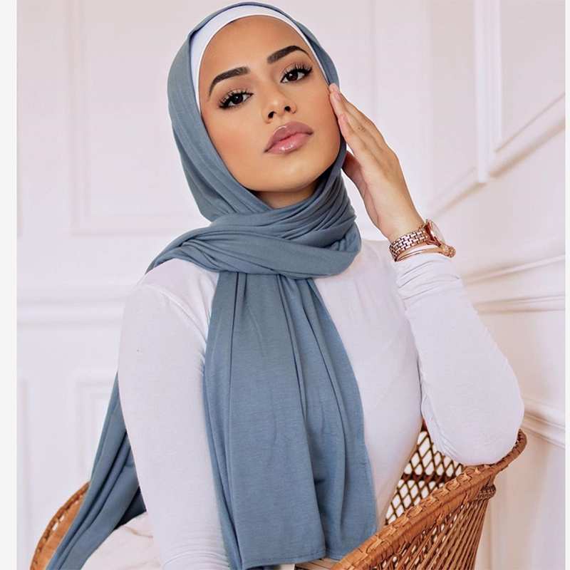 عادي اللون جيرسي الحجاب وشاح شال بلون مع غرزة جيدة بسط لينة أشرطة رأس عمامة للنساء الأوشحة 170X55cm