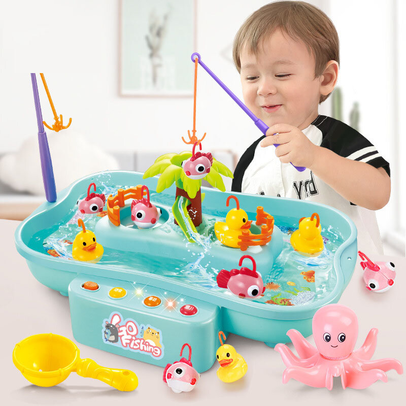 ألعاب صيد بلاستيكية للأطفال ، 19.5 × 22 × 32 سنتيمتر ، لعبة أسماك دوارة ، طاولة تفاعلية بين الوالدين والطفل ، التنسيق بين اليد والعين
