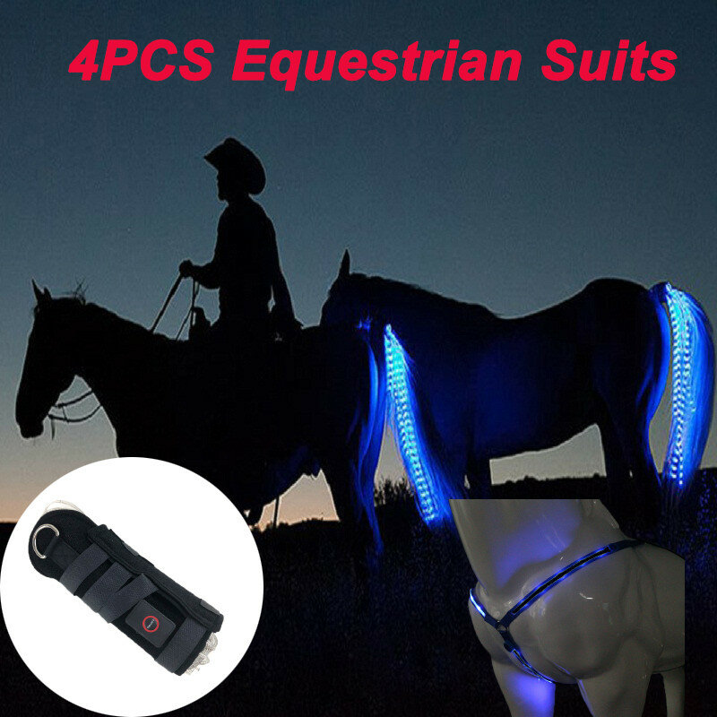 3 قطعة LED ركوب الخيل مضيئة معدات الفروسية أضواء ليلية مرئية الحصان الفروسية لوازم الساقين الصدر ذيول الأشرطة