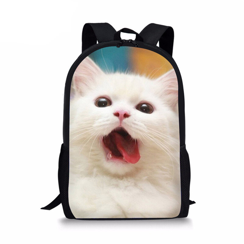 حقائب ظهر مدرسية لطيفة ثلاثية الأبعاد على شكل قطة حيوان مطبوعة للطالبات والأطفال والبنات حقيبة ظهر 16 بوصة حقائب سفر نسائية