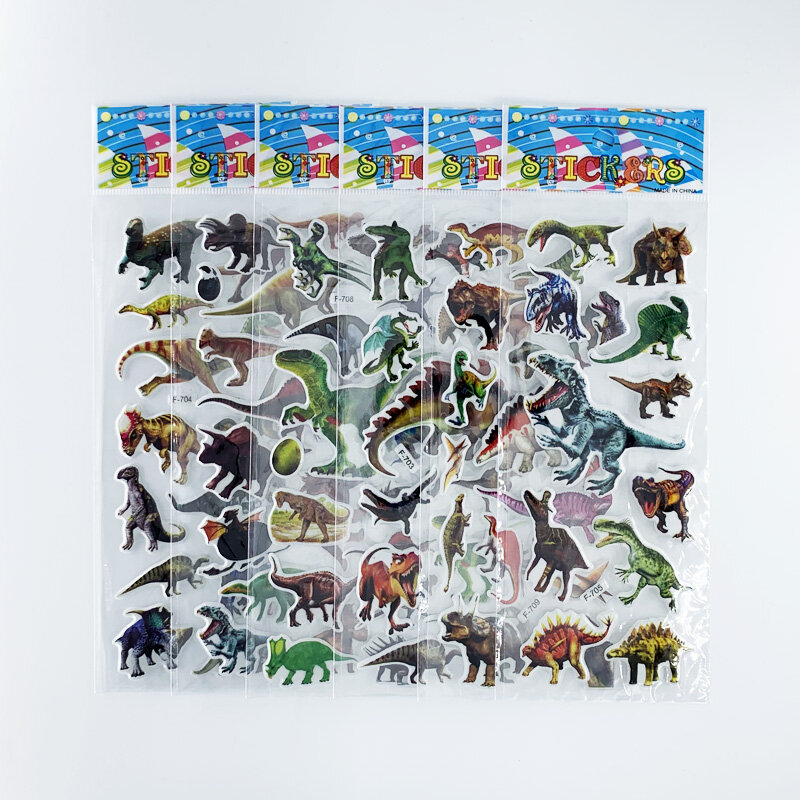 12 ورقة/مجموعة ديناصور سلسلة ملصقات الكرتون للأطفال دفتر سكيت DIY بها بنفسك مقاوم للماء لطيف ملصق لعبة الأولاد هدية