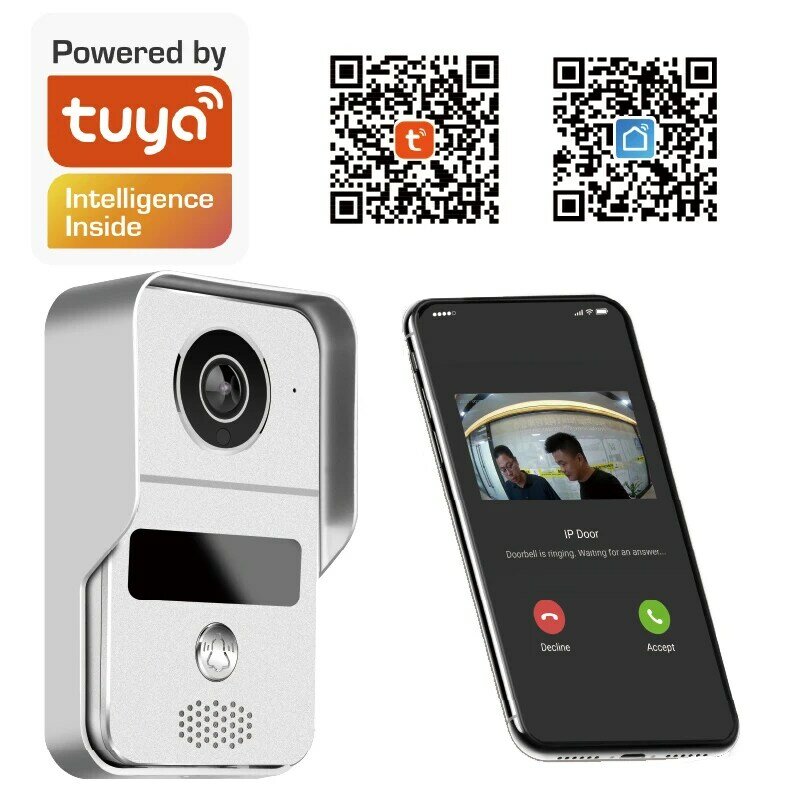 Tuya APP 2MP 1080P POE واي فاي IP نظام الاتصال الداخلي بجرس الباب البصرية مراقب الباب مع الرنين اللاسلكي ثقب الباب عارض الفيديو باب الهاتف