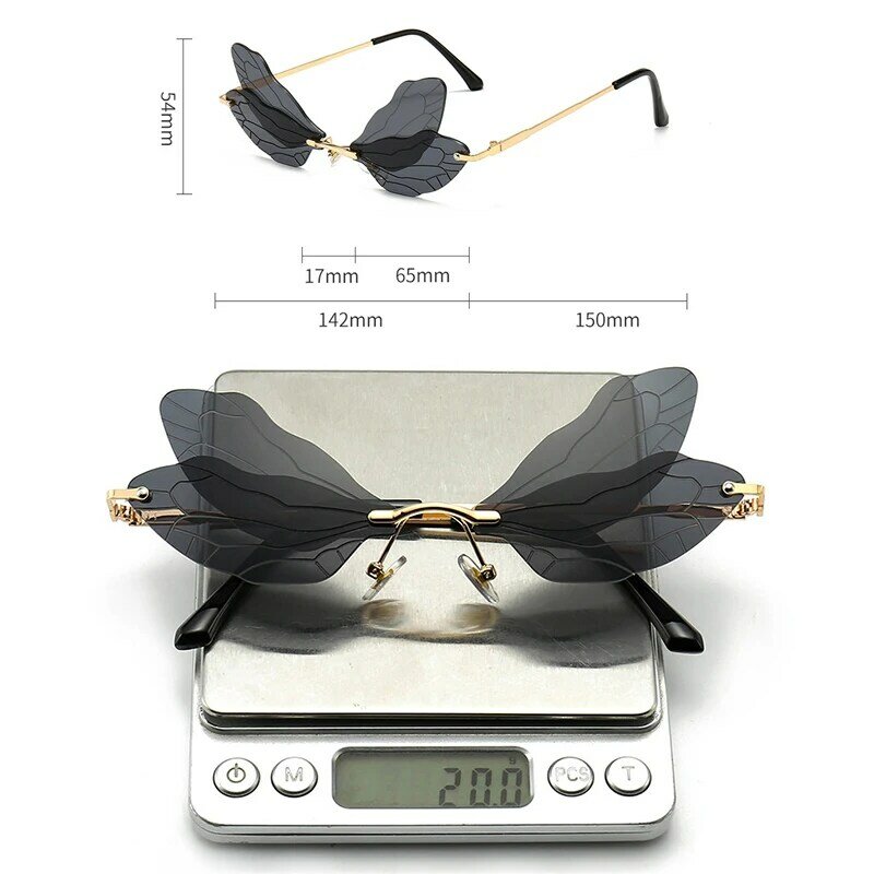شاونا-نظارة شمسية نسائية ، فريدة من نوعها ، على شكل جناح اليعسوب ، ألوان مزدوجة ، بدون حواف ، UV400