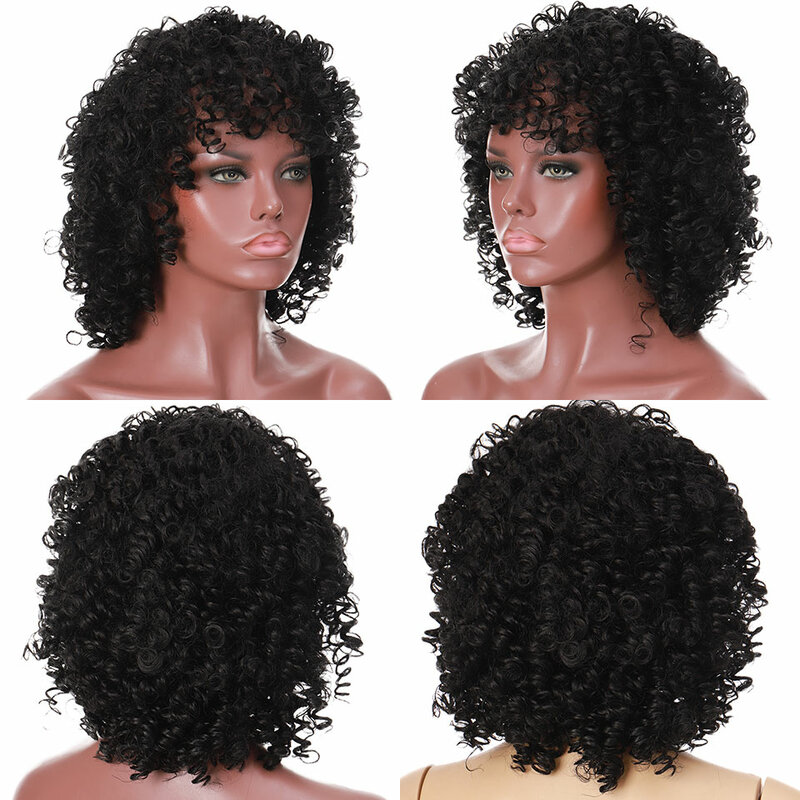 MUMUPI الأفرو غريب مجعد شعر مستعار الاصطناعية الباروكات للنساء الأسود الطبيعي الأفرو عالية درجة الحرارة الشعر 2 اللون المتاحة