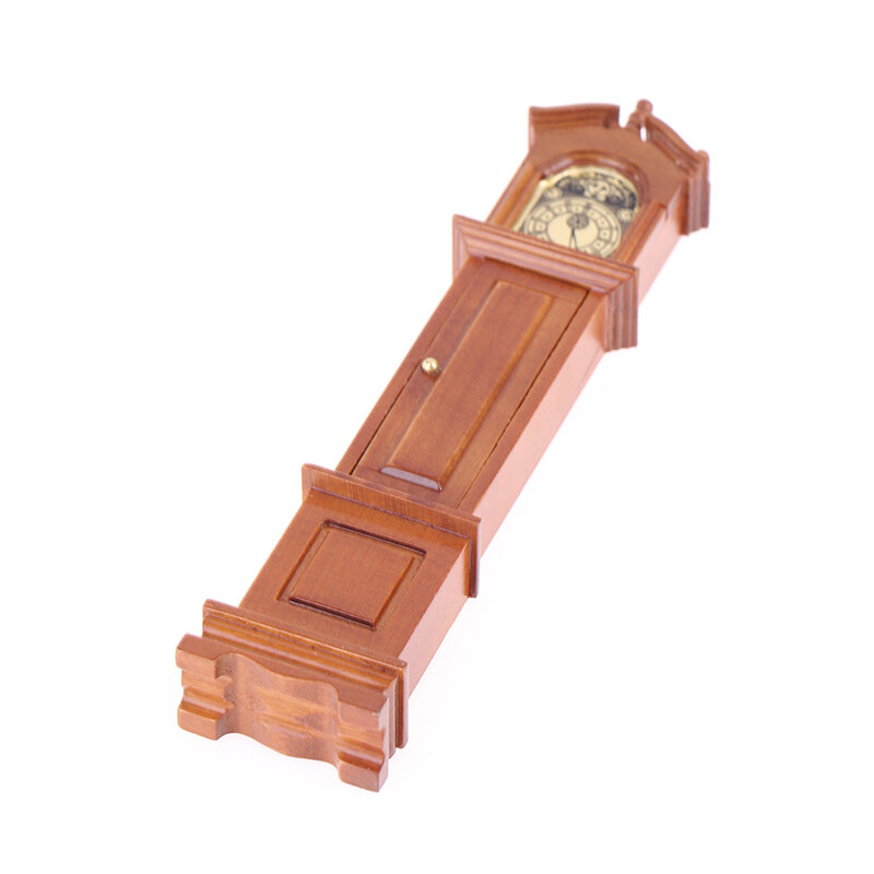 1:12 دمية مصغرة الخشب الطابق ساعة الجد على مدار الساعة دمية الأثاث نموذج مكونات الاثاث لطيف للأطفال