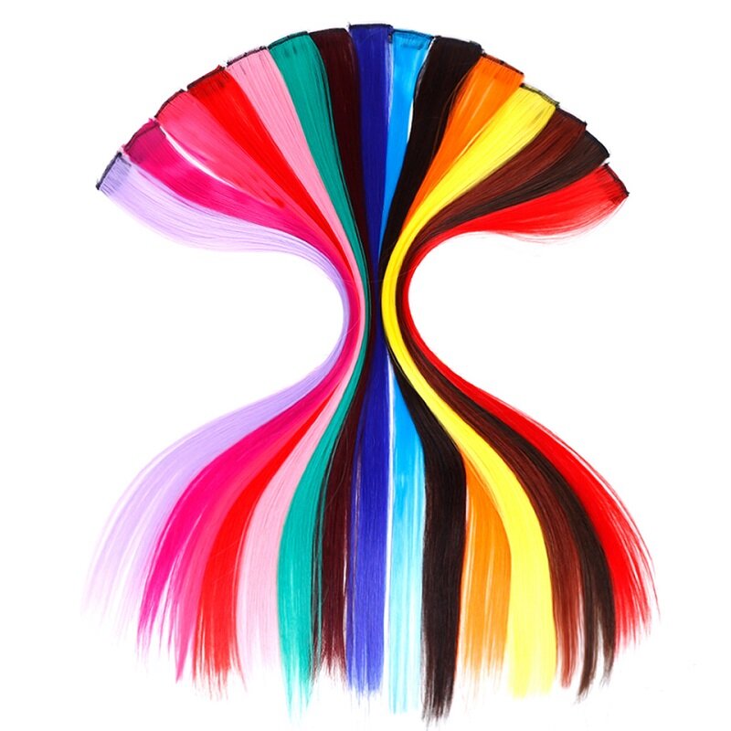 BUQI-وصلات شعر صناعية ناعمة بألوان قوس قزح ، خيوط بألوان مختلفة ، وردي ، برتقالي ، أبيض ، بنفسجي