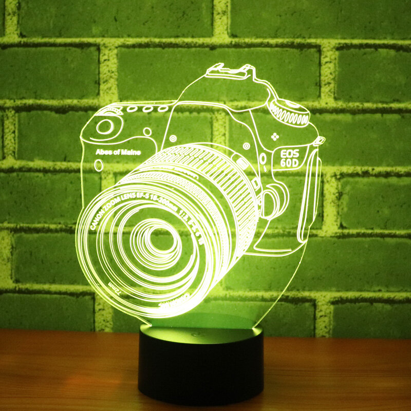 مصباح ليلي LED ثلاثي الأبعاد ، كاميرا رائعة مع 7 ألوان إضاءة ، مصباح ديكور منزلي ، صورة مذهلة ، وهم بصري ، رائع
