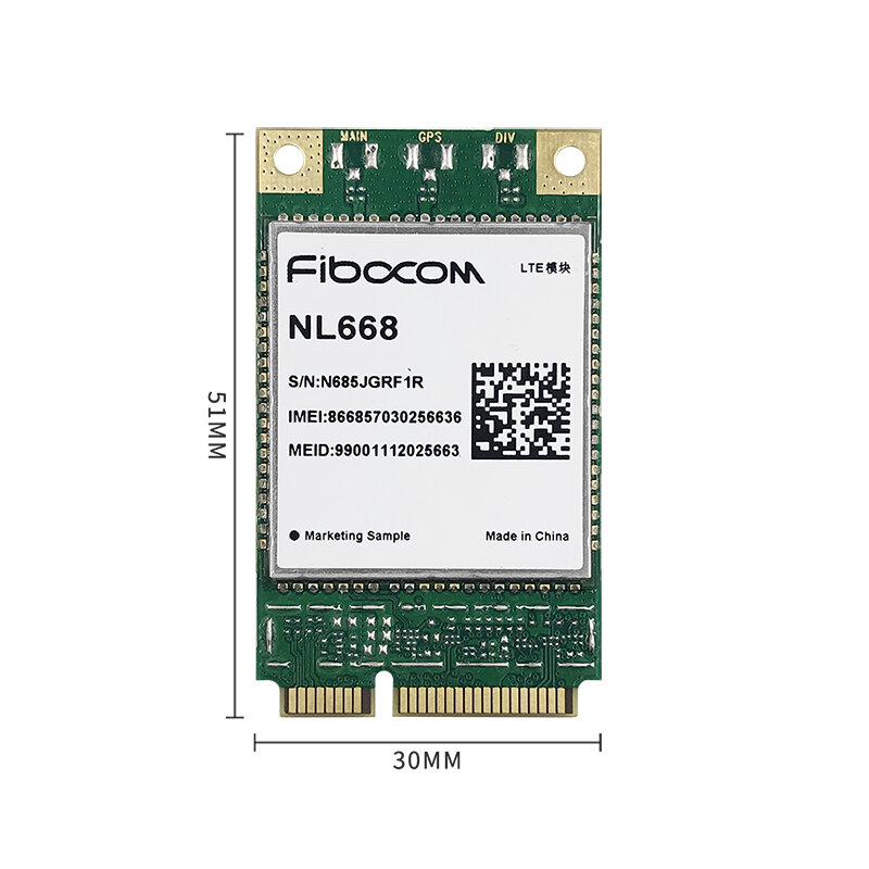 Fibocom NL668-EU LTE Cat4 mini pcie وحدة لأوروبا LTE-FDD B1/B3/B5/B7/B8/B20 WCDMA B1/B5/B8 GSM/GPRS/EDGE 850/900 MHz