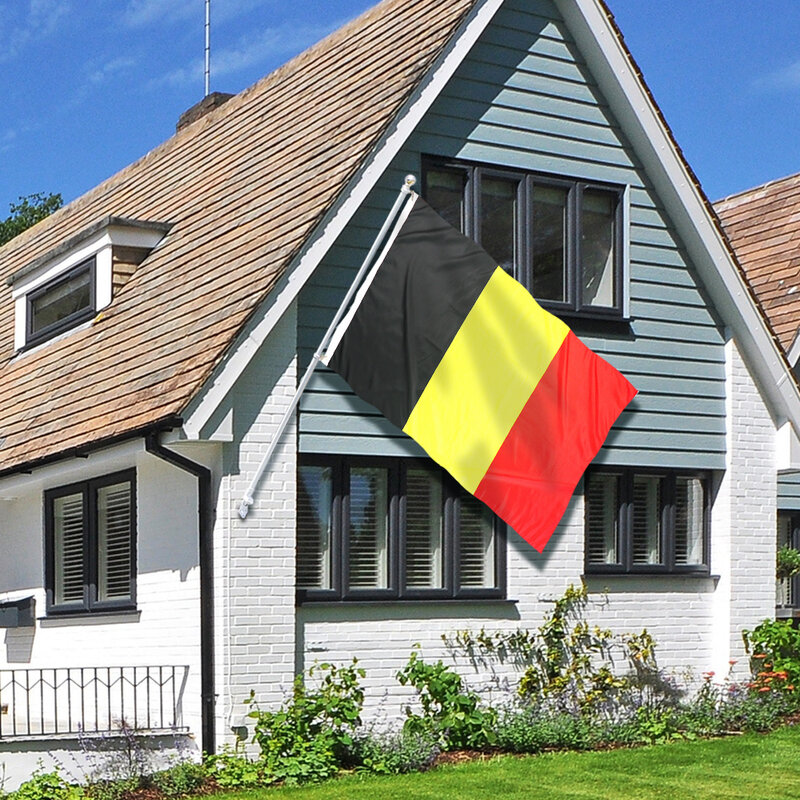 سارية العلم بلجيكا العلم قطعة واحدة 3X5 قدم معلقة أعلام وطنية بلجيكية البوليستر داخلي في الهواء الطلق للزينة