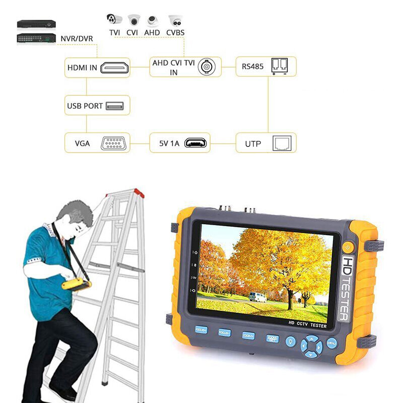 اختبار كاميرا CCTV مع إدخال فيديو HDMI VGA ، شاشة صغيرة ، AHD ، CVI ، TVI ، CVBS ، 8MP ، جديد