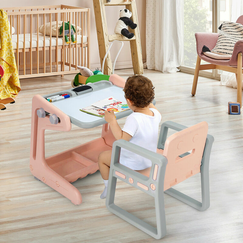 2 في 1 أطفال الحامل مجموعة مقاعد الطاولة قابل للتعديل الفن اللوحة المجلس ث/لوازم الفن TY327805