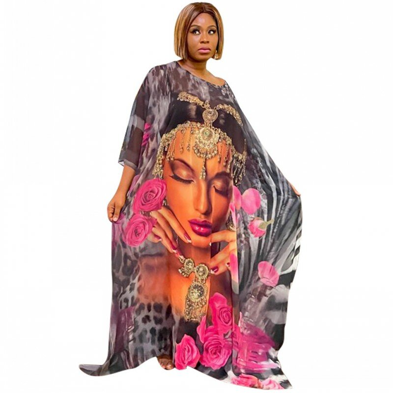 فساتين الأفريقية للنساء 2021 الأفريقية طباعة Dashiki الملابس حجم كبير فستان المرأة كم Batwing فساتين أنقرة فستان الحفلات