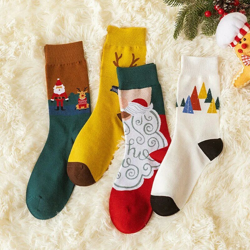 جوارب نسائية جديدة لأعياد الميلاد لعام 2020 ، جوارب مضحكة لأعياد الميلاد وشجرة عيد الميلاد وشجرة ثلج ، جوارب قطنية سعيدة للرجال ، Harajuku السنة الجديدة Sokken