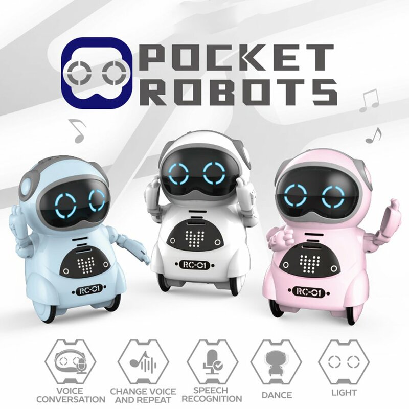 روبوت جيب صغير ذكي ، لعبة أطفال تفاعلية ، موسيقى ، مشي ، رقص ، ضوء ، التعرف على الصوت ، دردشة ، تكرار