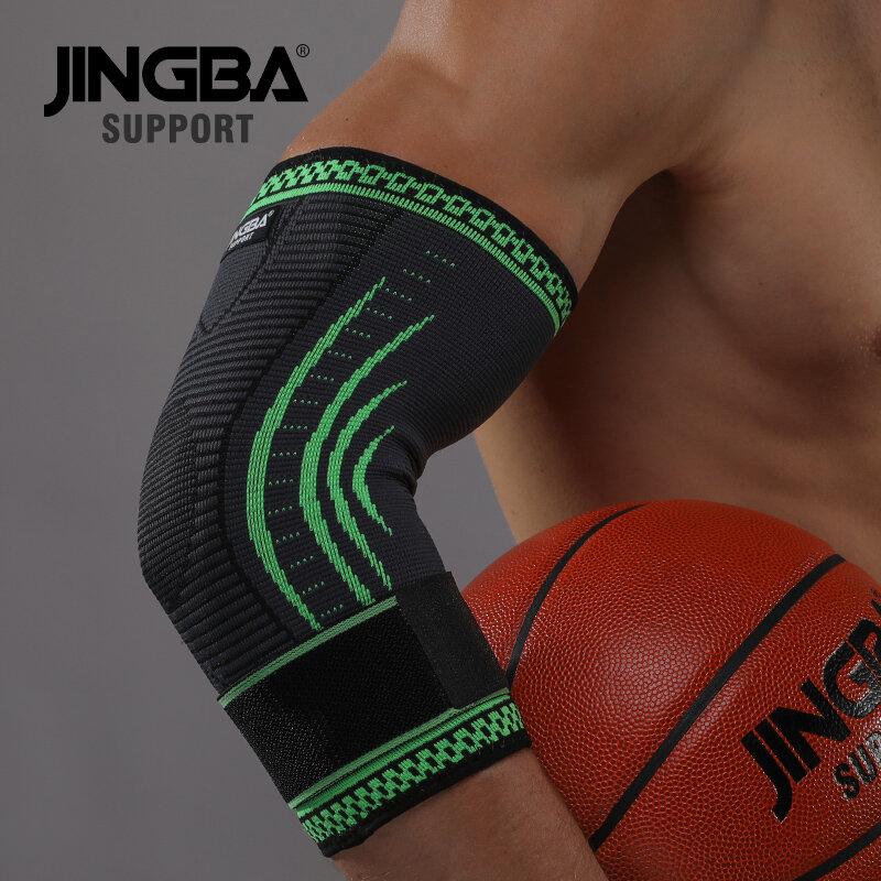 JINGBA دعم 1 قطعة ضغط مرنة النايلون كرة السلة الكوع هدفين دعم حامي الكرة الطائرة اللياقة البدنية ضمادة الكوع منصات