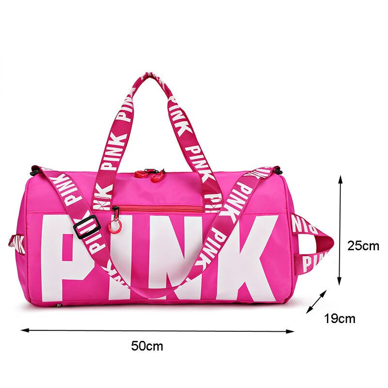 مصمم المرأة الوردي حقيبة السفر الإناث اللياقة البدنية التدريب حقيبة ظهر قطنية لرحلة سعة كبيرة مقاوم للماء الصالة الرياضية حمل حقيبة