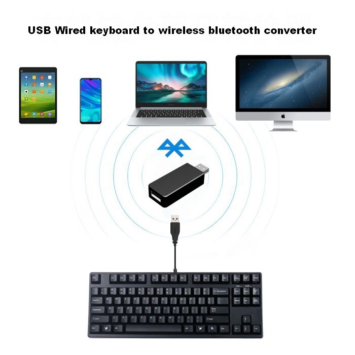 USB لوحة المفاتيح بلوتوث 5.3 محول السلكية لوحة المفاتيح إلى محول لاسلكي محول بلوتوث وحدة DIY بها بنفسك محول لوحة المفاتيح