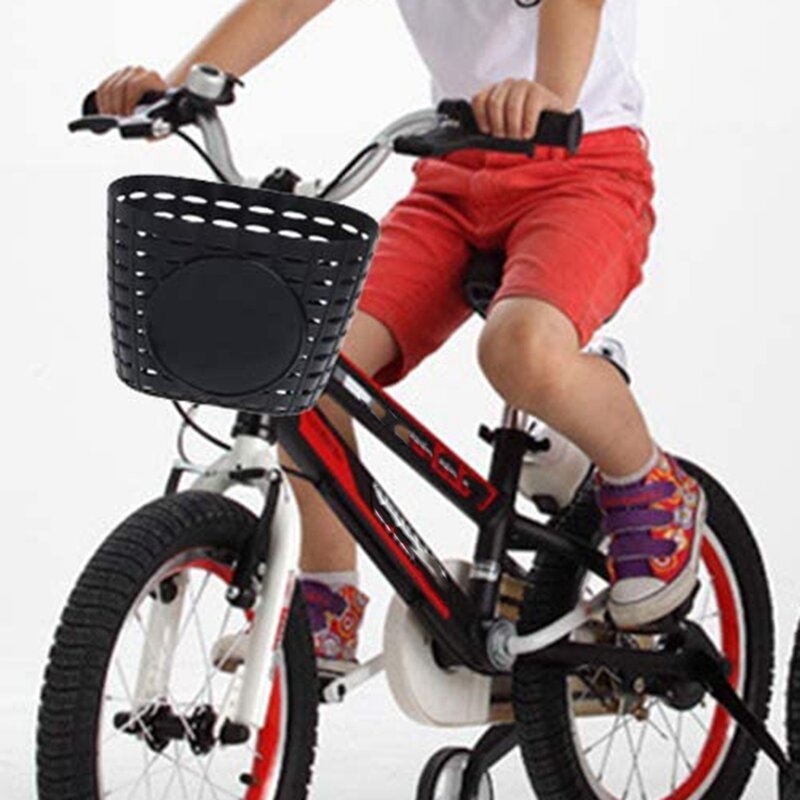 دراجة أطفال سلة ، الأطفال البلاستيكية الجبهة المقود سلة دراجة للتخزين ، أسود