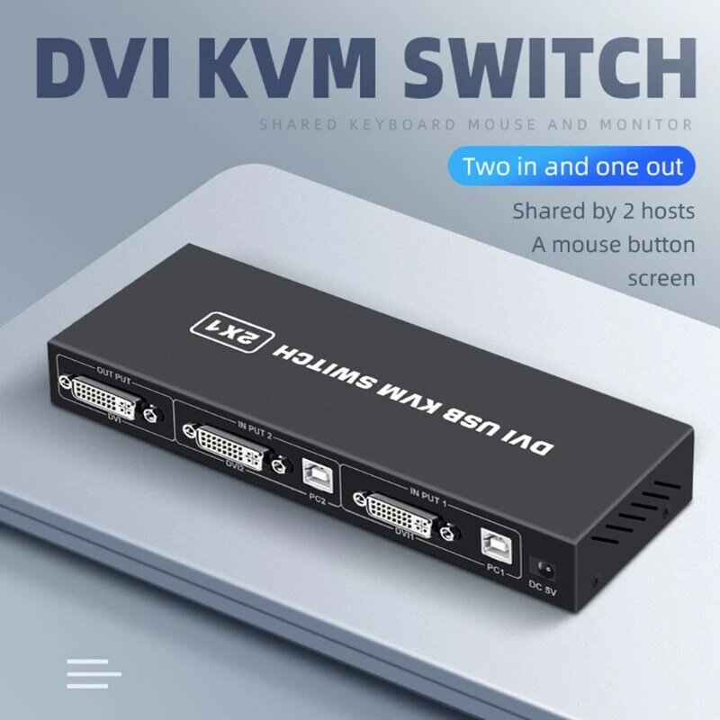 DVI مفتاح ماكينة افتراضية معتمدة على النواة 2-port DVI شاشة الخائن 2 في 1 خارج محول لوحة مفاتيح وماوس طابعة الكمبيوتر المشترك الجلاد المحور