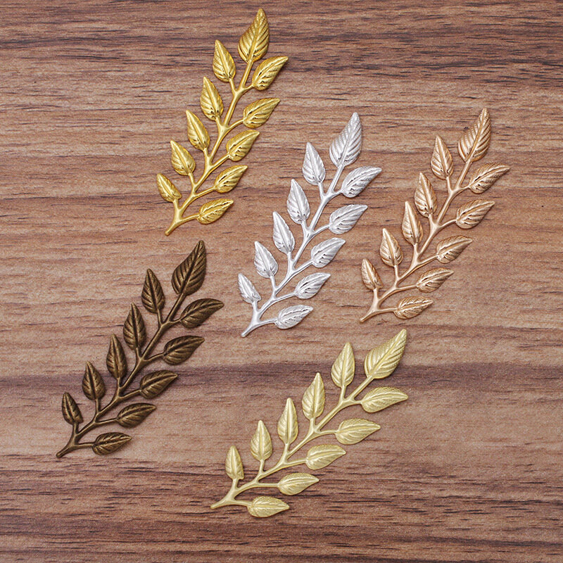 20pcs 19x64mm DIY Leaf Copper Charm Pendant Gold Color Accessories for Necklace Jewelry Making Components Handmade Craft 