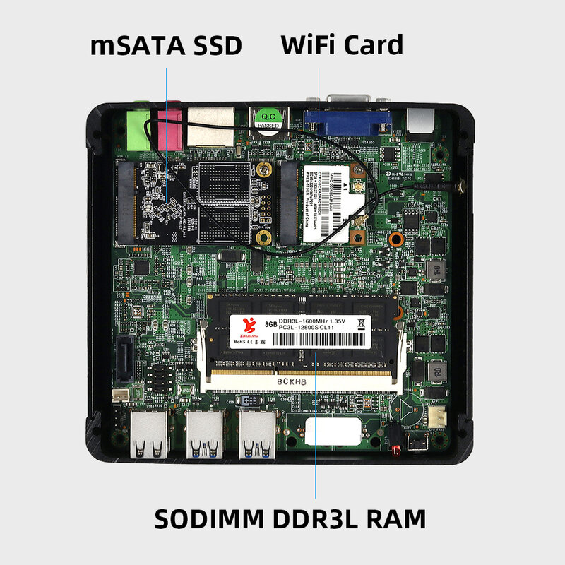 كمبيوتر مصغر إنتل كور i7 5500U i5 5200U i3 5005U المعالج 8GB DDR3L 256GB SSD 2.4G WiFi جيجابت إيثرنت ويندوز 10