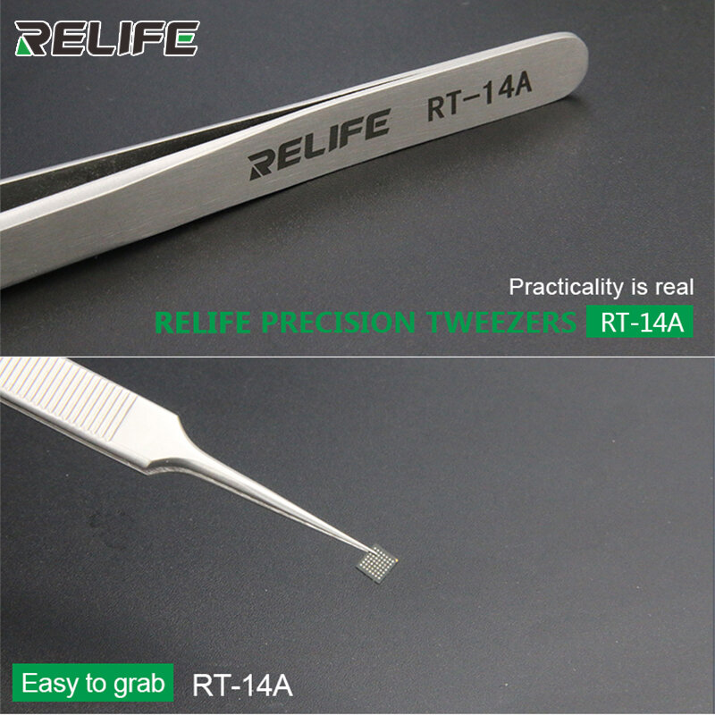 RELIFE RT-14A/14SA عالية الدقة ملاقط من الفولاذ المقاوم للصدأ منحني ومستقيم الملقط ل هاتف محمول الإلكترونية أداة إصلاح