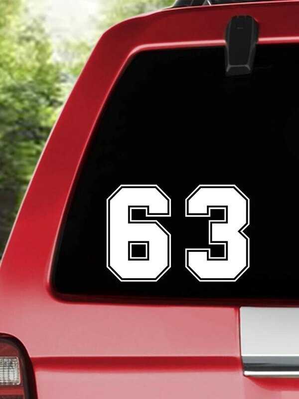CS-10168 # مضحك ملصق حائط من الفينيل‏ رقم 63 سيارة ملصق مقاوم للماء السيارات الديكورات على شاحنة الوفير النافذة الخلفية