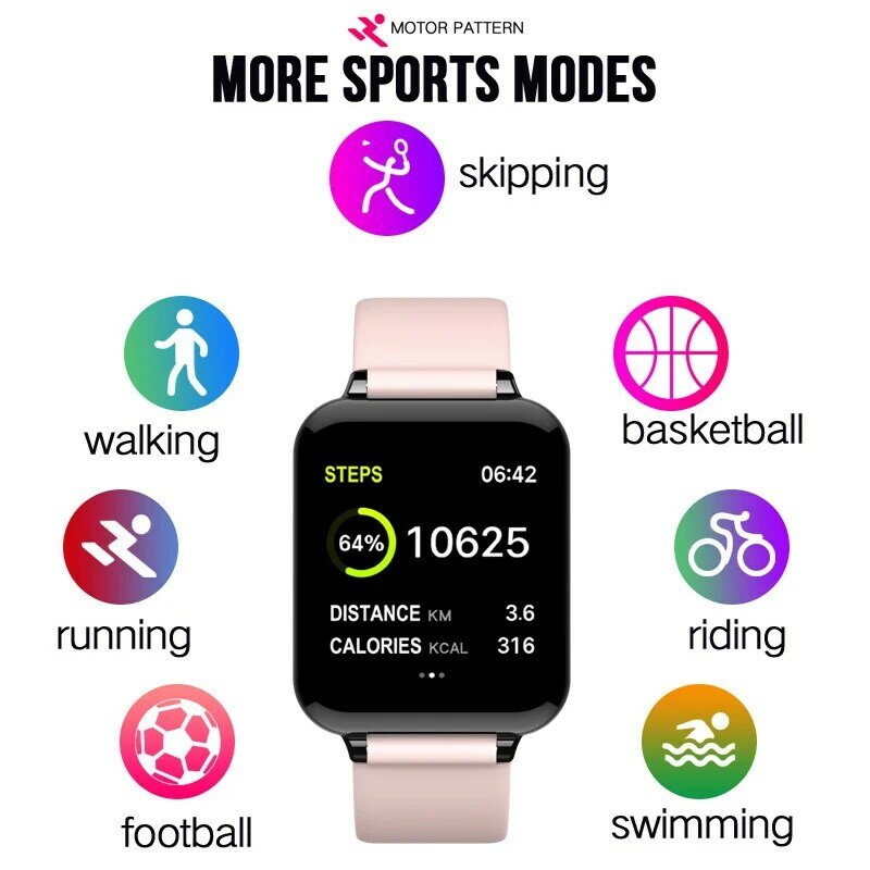 B57 مقاوم للماء الرياضة الساعات الذكية آيفون الهاتف Smartwatch رصد معدل ضربات القلب وظائف ضغط الدم للنساء الرجال الطفل iOS xiaomi iphone