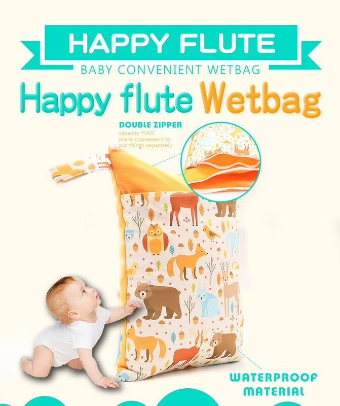 HappyFlute الطفل أكياس حفاظات مزدوجة انغلق الرطب/حقيبة جافة مقاوم للماء الرطب القماش حقيبة ظهر للحفاضات قابلة لإعادة الاستخدام حفاضات غطاء