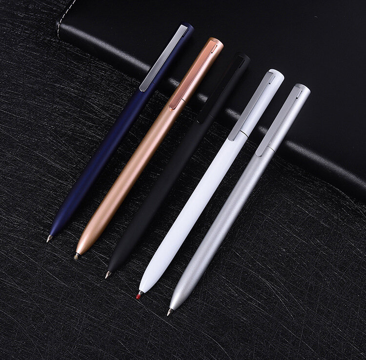 قلم إشارة معدني مع عبوة أقلام Xiaomi المعدنية ، قلم 0.5 مللي متر ، حبر أسود/أزرق/أحمر ، دوران ناعم ، مفتاح منخفض ، أنيق ، للأعمال