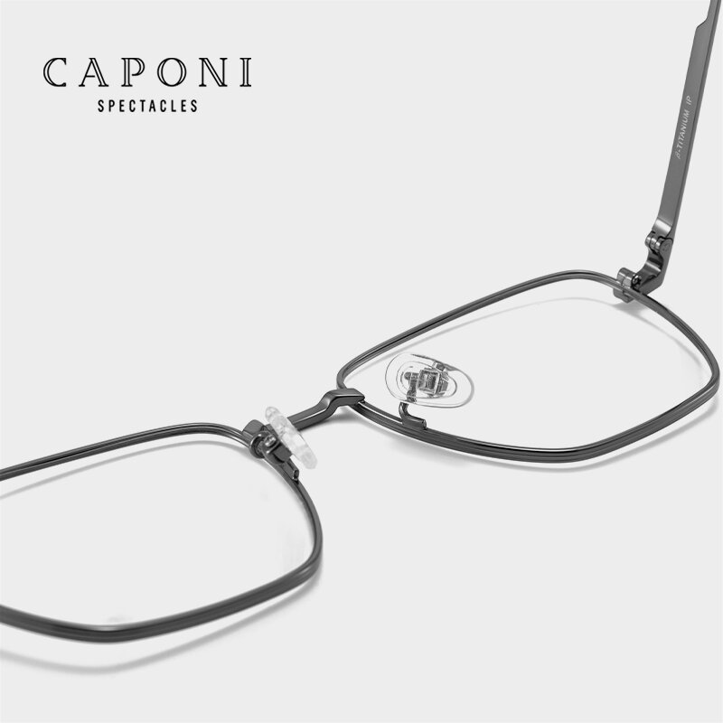 CAPONI مكافحة الأزرق ضوء الكمبيوتر نظارات للرجال النظارات الإطار نصف التيتانيوم خفيفة الوزن النظارات البصرية وصفة JF10150