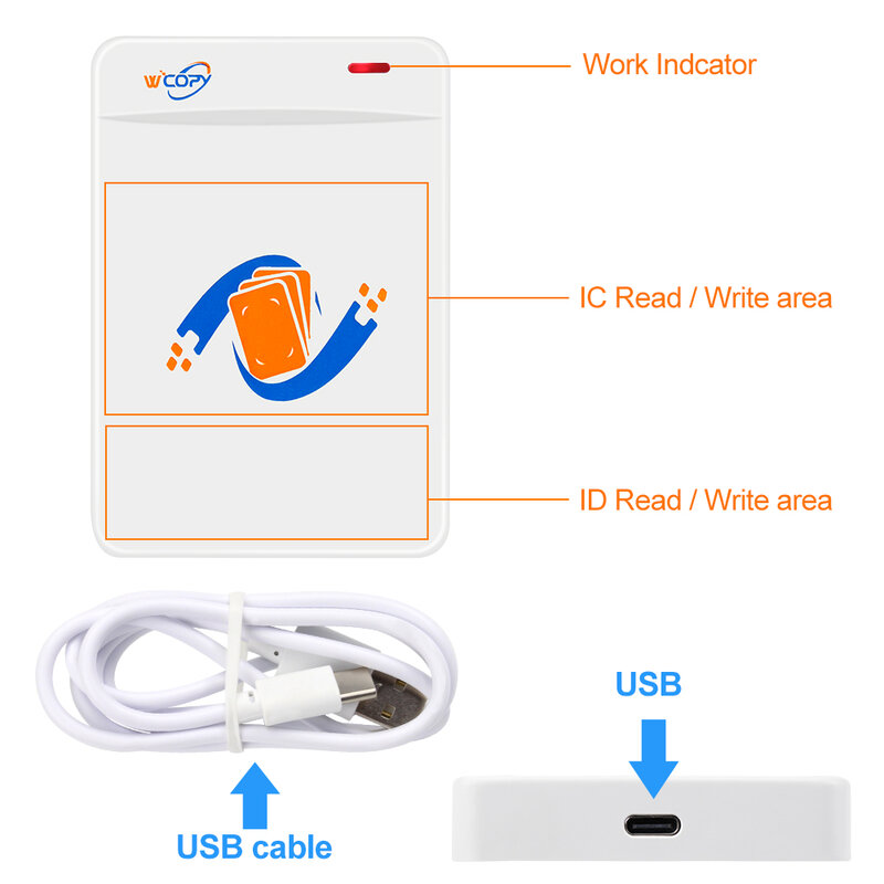 قارئ ونسخ بموجات الراديو 125 كيلو هرتز 13.56 ميجا هرتز USB مبرمج مفتاح fobs UID T5577 يمكن إعادة الكتابة عليه يدعم NFC الهاتف/الاسورة