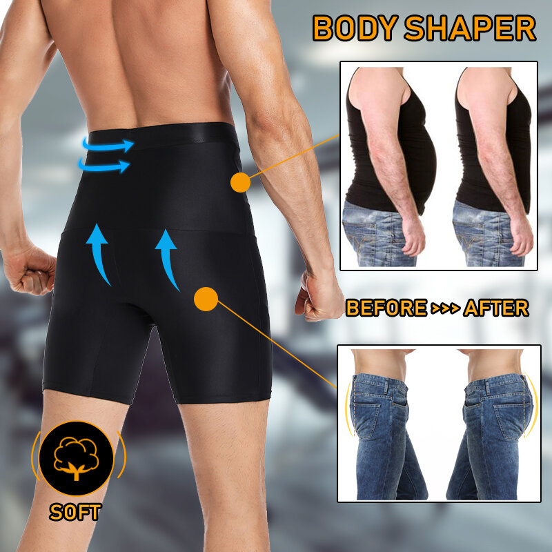 الرجال البطن تحكم ملابس داخلية السروال عالية الخصر التخسيس محدد شكل الجسم مدرب خصر حزام ضغط الملابس الداخلية الملاكم