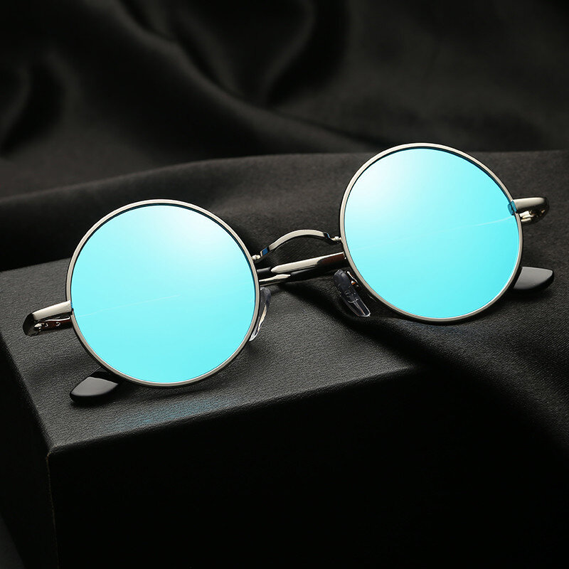 ريترو الشرير نمط مستديرة الاستقطاب النظارات الشمسية الرجال النساء العلامة التجارية مصمم إطار معدني مستدير عالية الجودة نظارات شمسية UV400