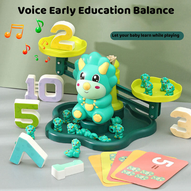 مونتيسوري الرياضيات اللعب الرقمية ديناصور الإلكترونية صوت التوازن الموسيقى التعليمية الرياضيات مقياس عدد مجلس لعبة أطفال لعب للتعلم