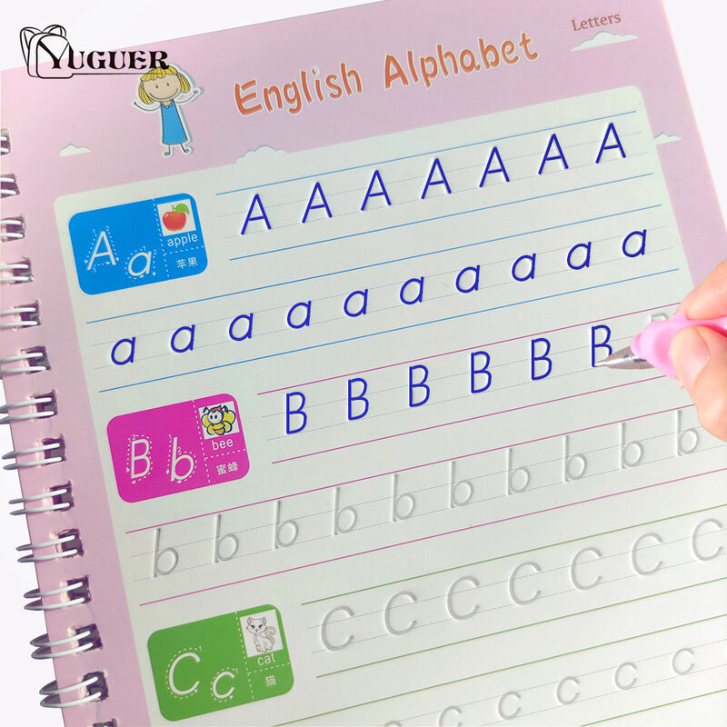 يمكن إعادة استخدامها الكتابة لصق الخط بخط اليد كتاب للأطفال كلمة الأطفال كتاب اللغة الإنجليزية لعبة ممارسة الحرف