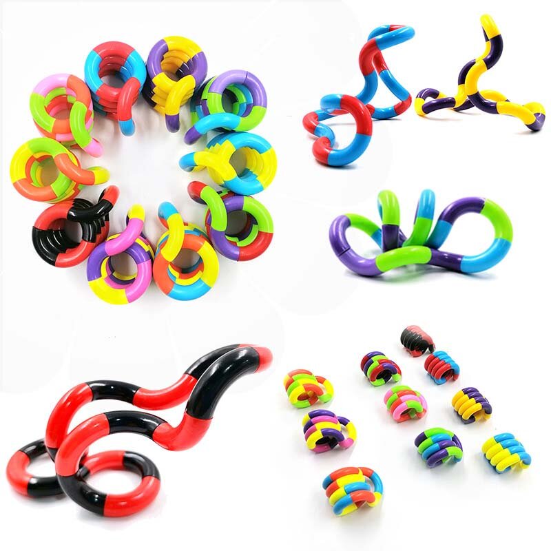 5 قطعة ملونة التواء حبل حلقة لف النسيج الكرة الضغط تنفيس سحب لعبة للأطفال