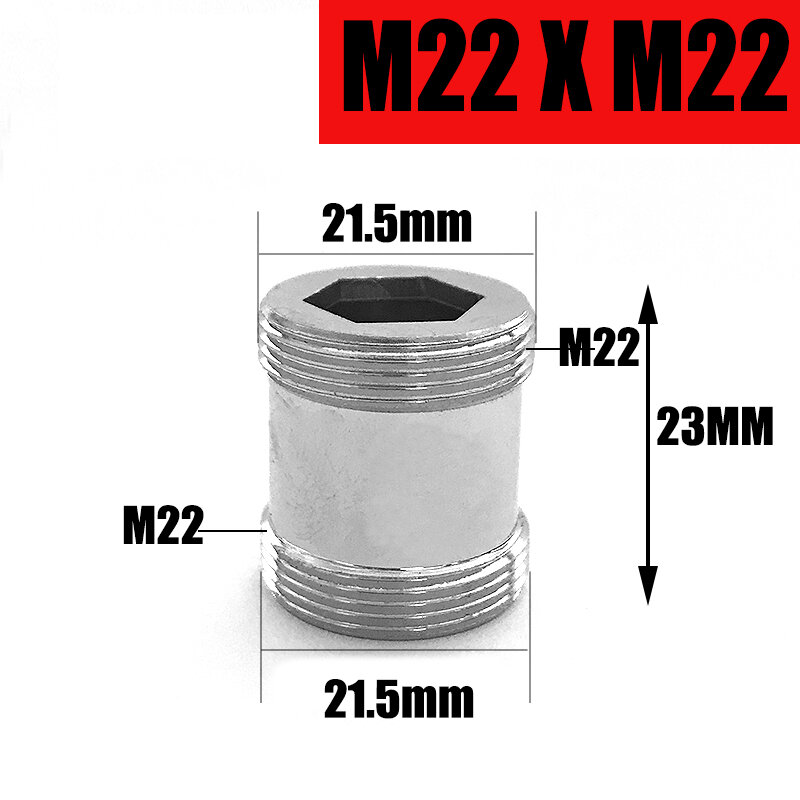 تطول تصميم M22 تغيير إلى 16 18 20 22 24 مللي متر ذكر x ذكر صنبور محول المطبخ الحمام النحاس شريط الماء مشترك النحاس