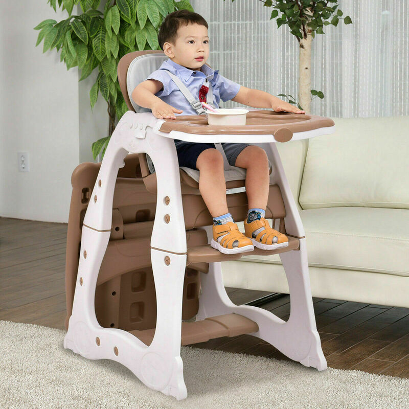 Babyjoy-كرسي مرتفع للأطفال 3 في 1 ، مقعد طاولة ألعاب قابل للتحويل ، صينية تغذية للأطفال الصغار