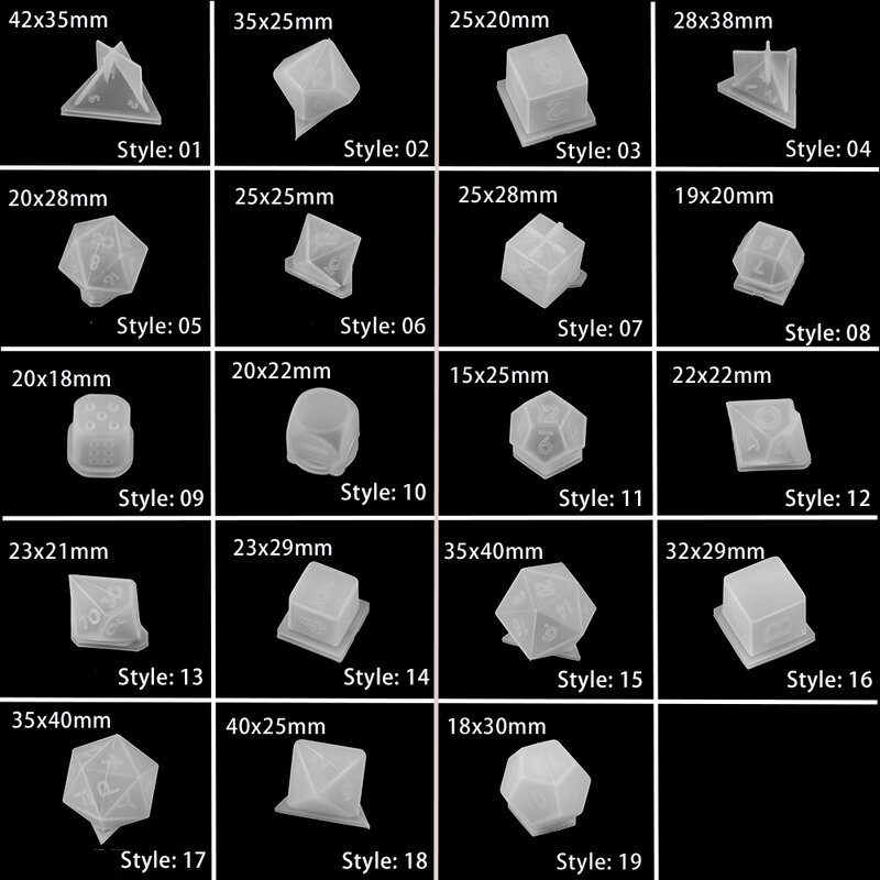 19 الأشكال النرد سيليكون قوالب فيليه ساحة مثلث النرد الايبوكسي الراتنج قالب لتقوم بها بنفسك كريستال النرد كارتس مستلزمات صناعة المجوهرات