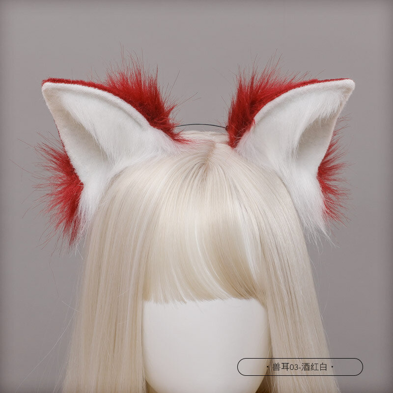 امرأة جميلة لوليتا القط الثعلب عقال غطاء الرأس آذان أفخم الذيل أنيمي تأثيري الدعائم Kawaii إكسسوارات الشعر