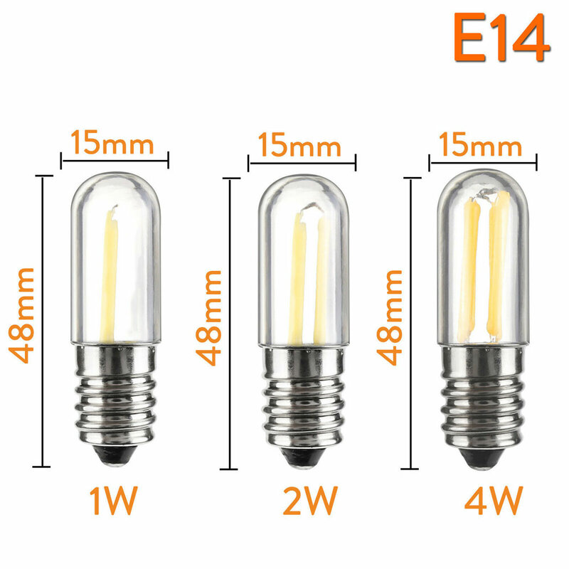 مصغر E14 E12 1 واط 2 واط 4 واط LED الثلاجة الفريزر خيوط ضوء COB عكس الضوء لمبات مصباح الباردة/الدافئة الأبيض التيار المتناوب 110 فولت 220 فولت